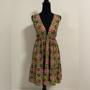 House of Harlow 1960 Dress Womens Size XS Pink Green Floral Halter V neck Dress